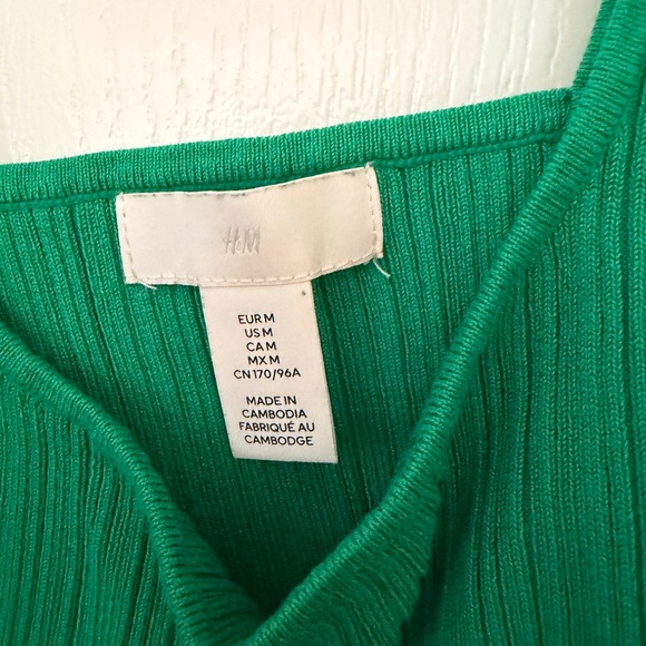 H&M Emerald Green Ribbed Square-Neck Crop Tank - Picture 3 of 3